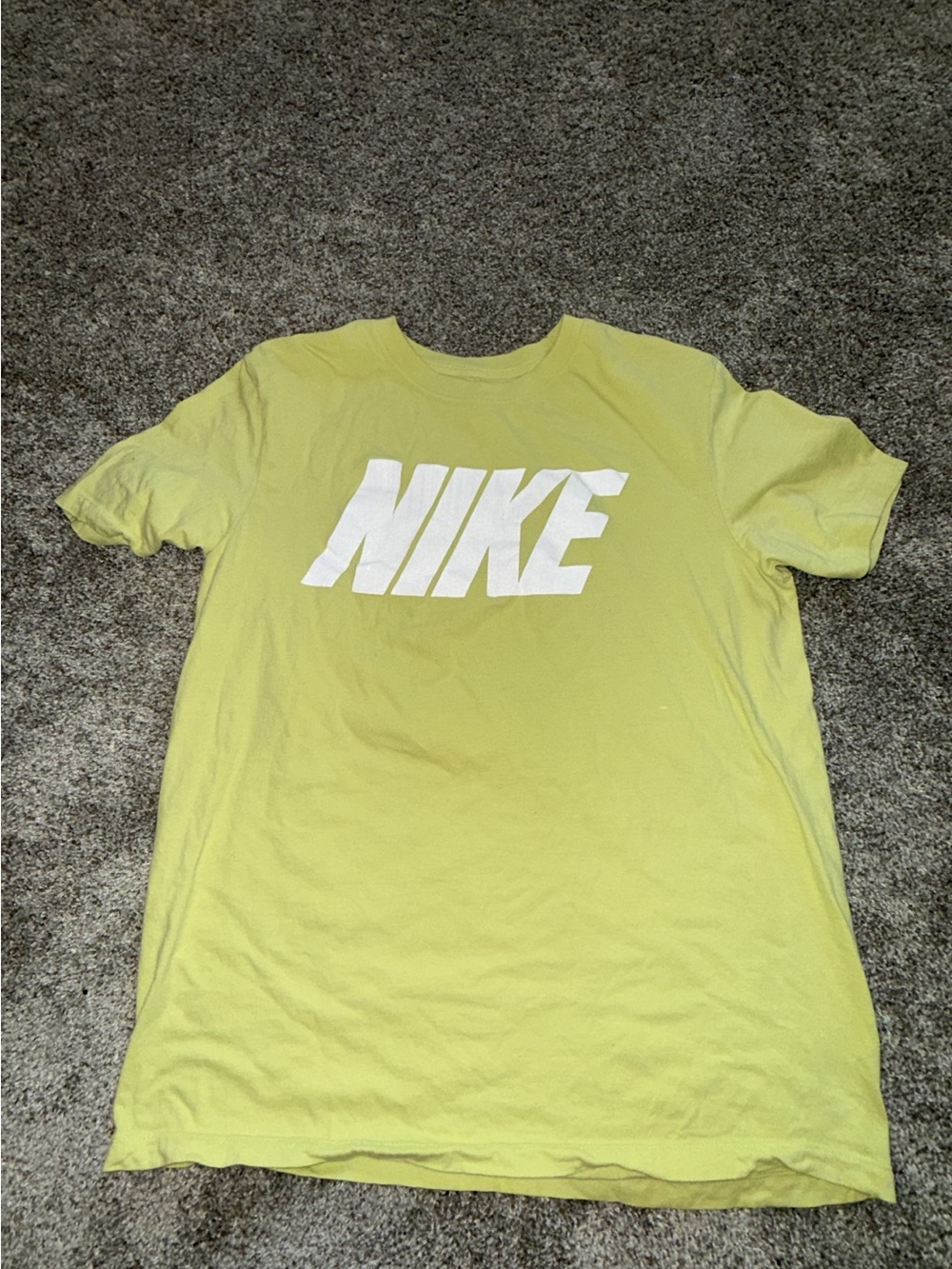 Nike Short Sleeve Tee in Yellow-Green with White Logo